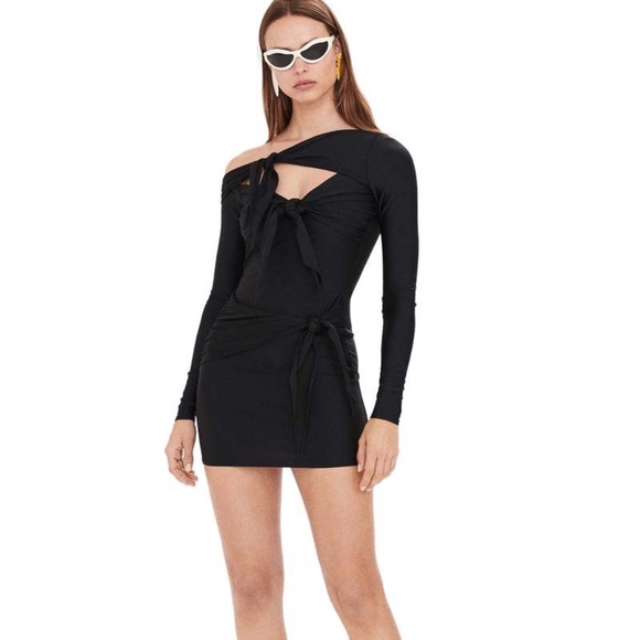 Simon Miller x Mango Reef Cut out Tie Front Dress Black S - Picture 1 of 8